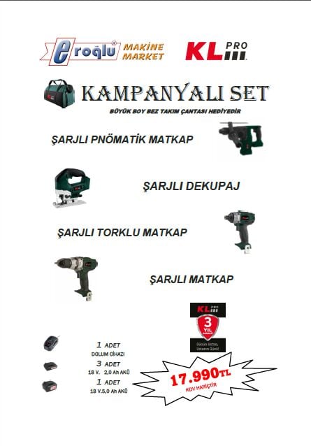 KLPRO  Combo Set 4 Makine Çanta Hediyeli