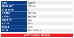MERCURE MC-7550-A Karot Makinası Açılı Sehbalı