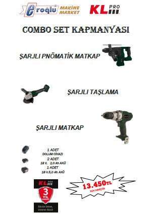 KLPRO  Combo Set   1- Ş.Pnm.Del.Matkap-  2- Ş.Taşlama-  3- Ş.Matkap 