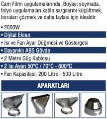 MERCURE  MC-9028 Sıcak Hava Tabancası Dijital Göstergeli