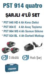 PROTER PST 914 quatro  Şarjzlı 4'Lü Set