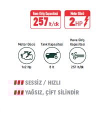 KLPRO KLK8SH 2 Hp / 8 Litre Sessiz Kompresör