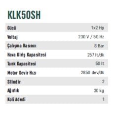 KLPRO KLK50SH 2Hp / 50 Litre Sessiz Kompresör