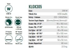 KLPRO KLGK305 2000 Watt Gönye Kesme Makinası