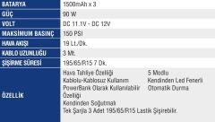MERCURE MC 5649  Lastik Şişirme Şarjlı Ve kablolu Hava Tahliyeli