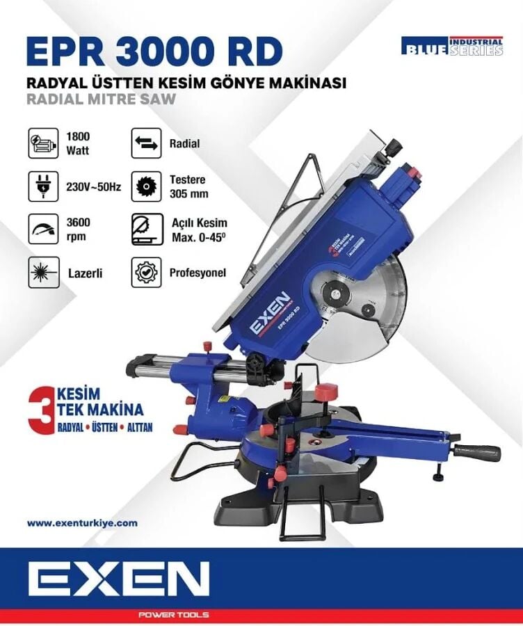 EXEN EPR 3000 RD Radyal Üstten Kesim Gönye Makinesi