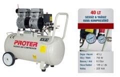 Proter Pr 40 Litre 750w. Yağsız Sessiz Hava Kompresörü