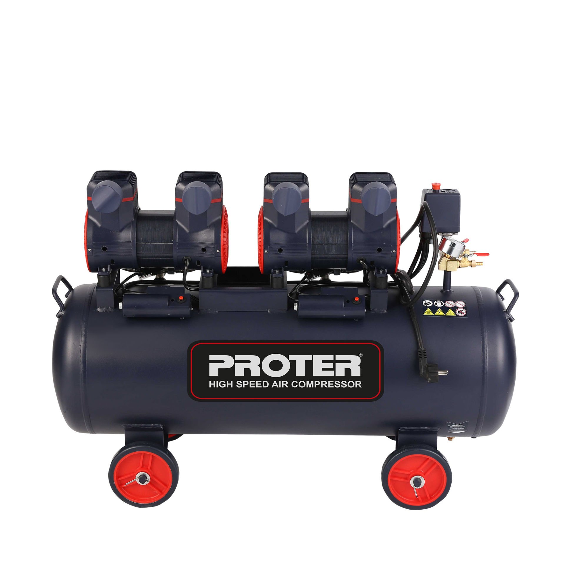 Proter 100LT 4HP 8 Bar Yüksek Hızlı Yağsız Sessiz Hava Kompresörü