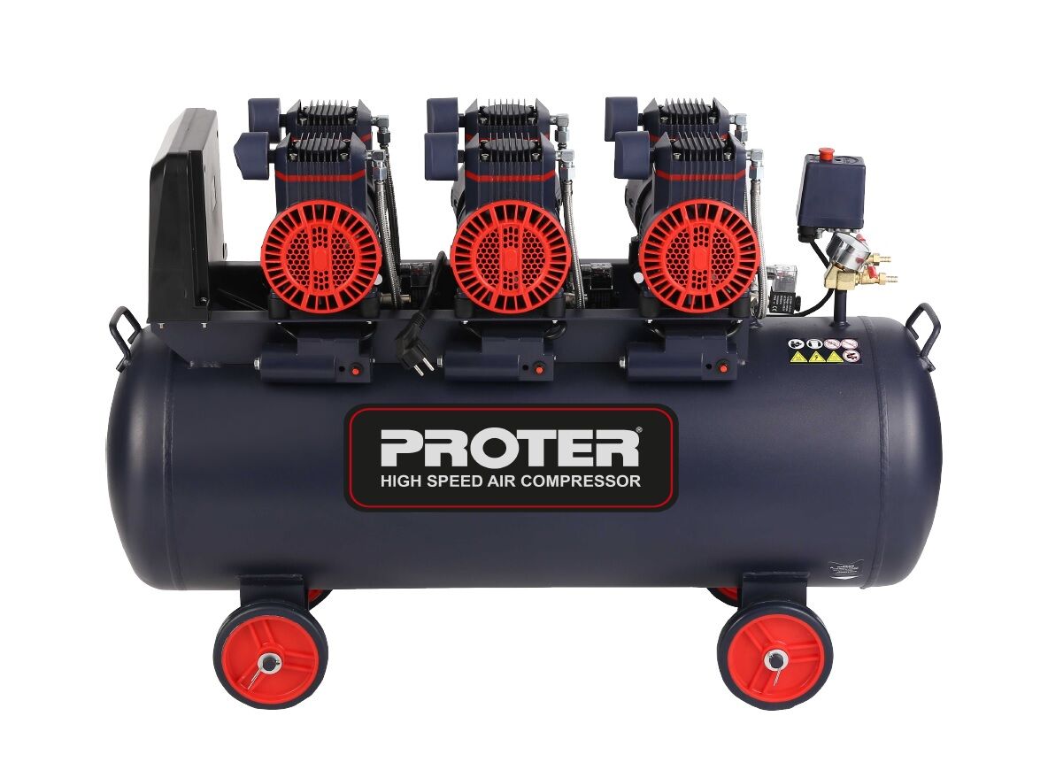 Proter 100LT 6HP 8 Bar Yüksek Hızlı Yağsız Düşük Sesli Hava Kompresörü